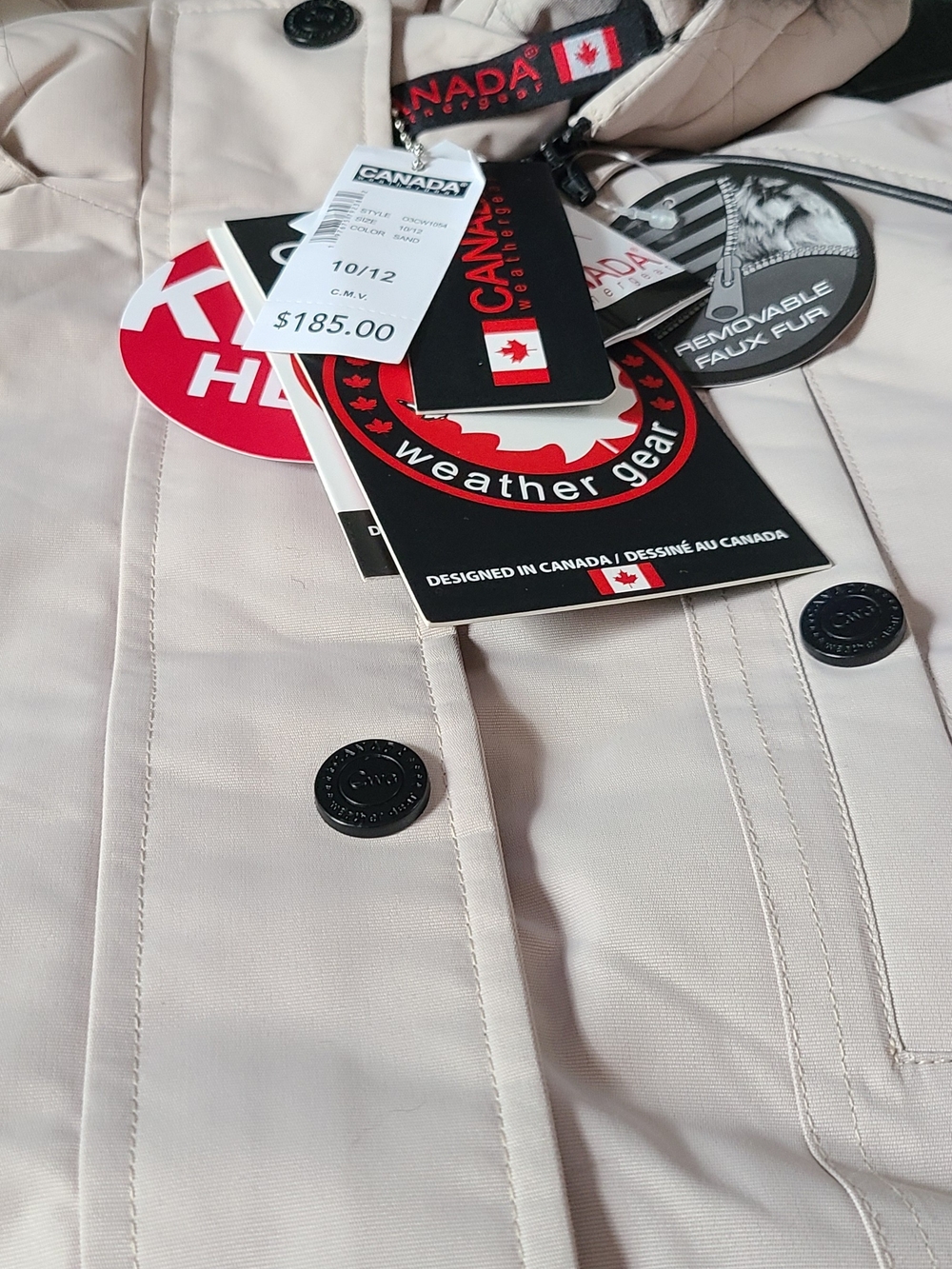 Canada Weather Gear Kids' Puffer Jacket in Light Beige Size 10/12